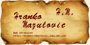 Hranko Mazulović vizit kartica
